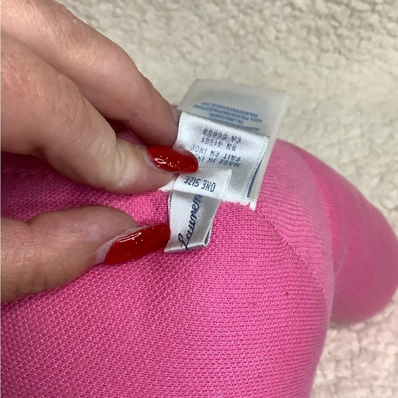 Ralph Lauren Polo 10 inch Plush Pink Bear Stuffed Animal w/Green Bow Toy - Picture 7 of 9